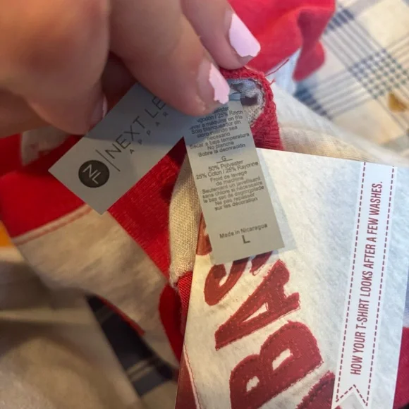 Next Level Apparel Red and Gray Raglan Tee - Picture 5 of 5